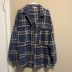 Pink Lilly Navy Plaid Shacket